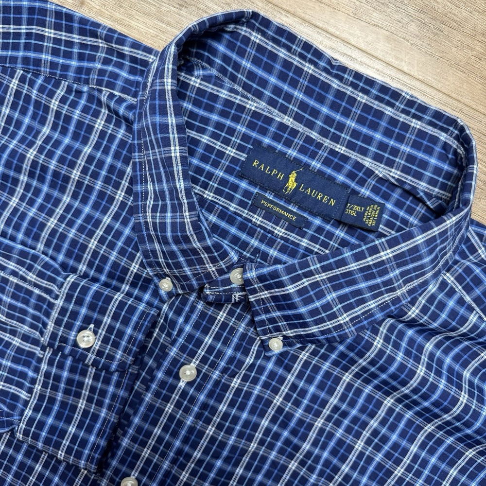 Ralph Lauren Men's Blue Plaid Button-Down Shirt